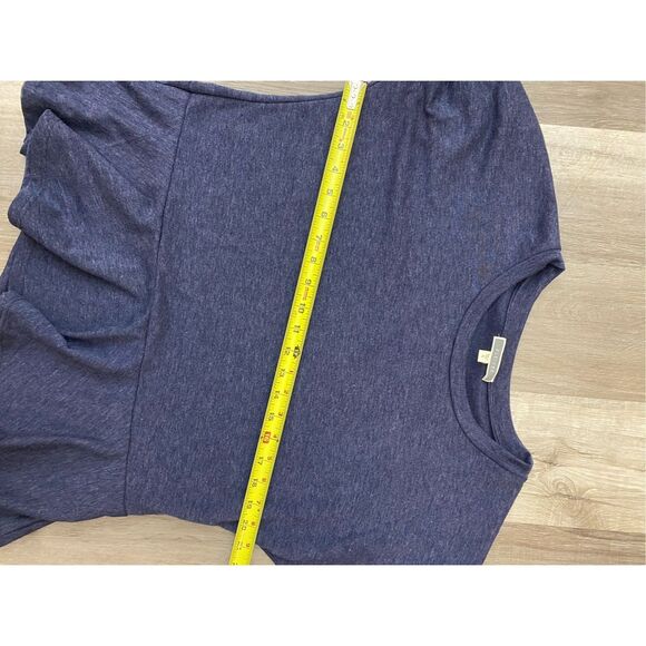 Pleione Anthropologie Blue Peplum Shirt Blouse w/ Bell Sleeves, Size Medium - Picture 3 of 6